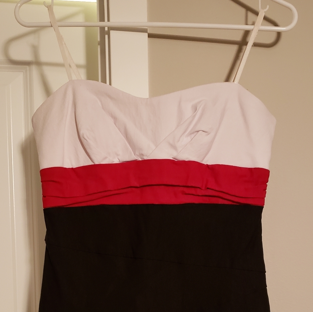 Black/white/red spaghetti strap dress